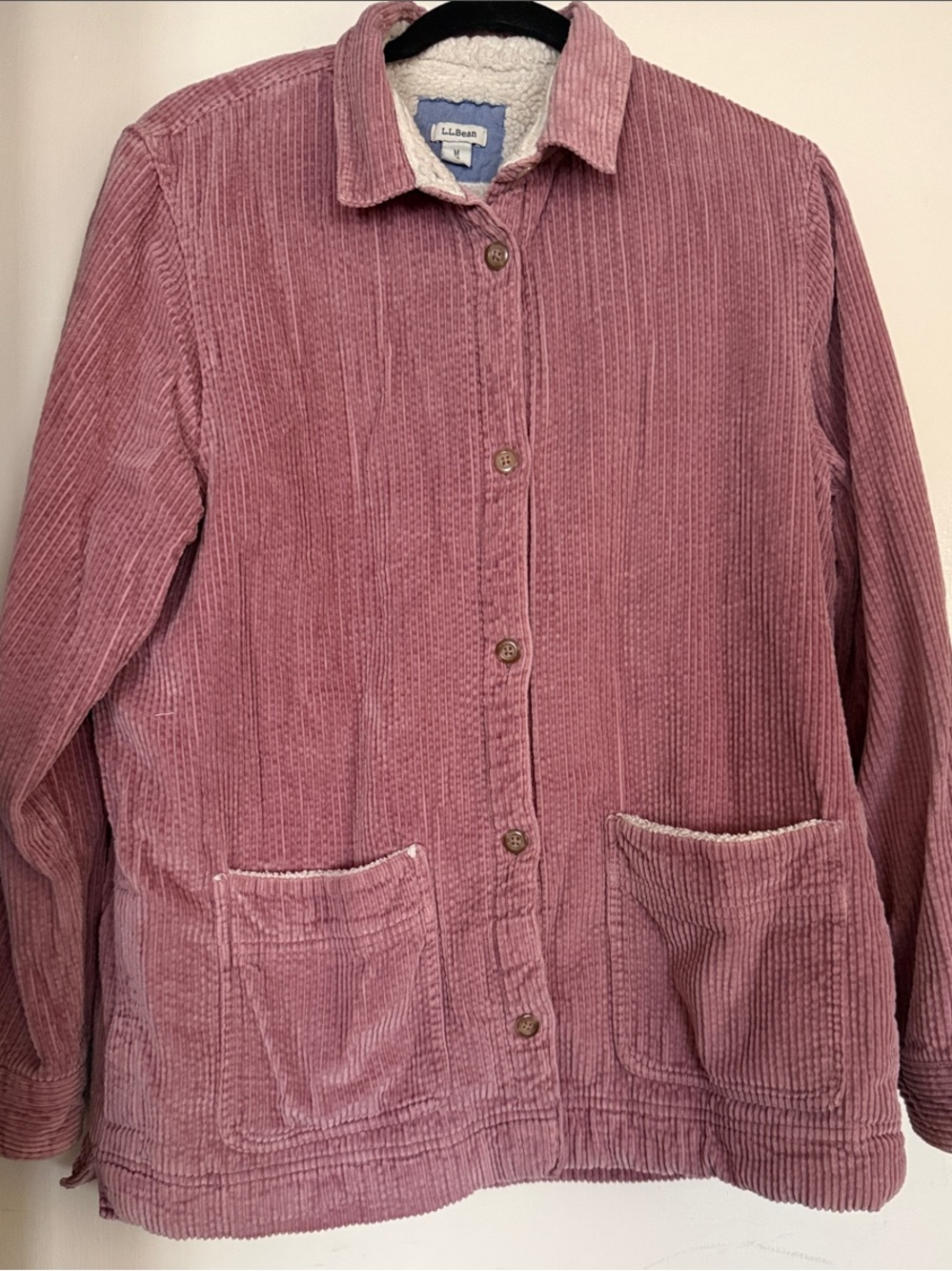 Vintage L.L. Bean Women's Dusty Rose Corduroy Sherpa-Lined Jacket